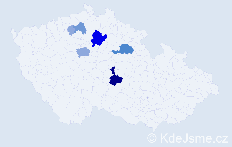 Příjmení: 'Cápová', počet výskytů 18 v celé ČR