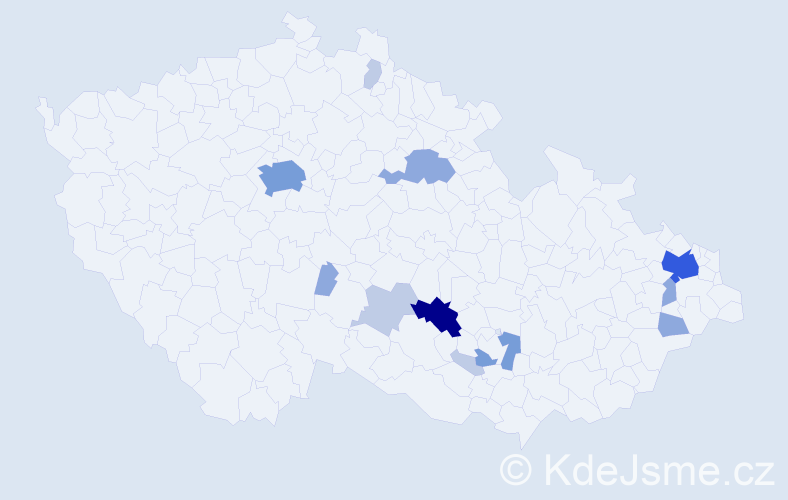 Příjmení: 'Kadela', počet výskytů 33 v celé ČR