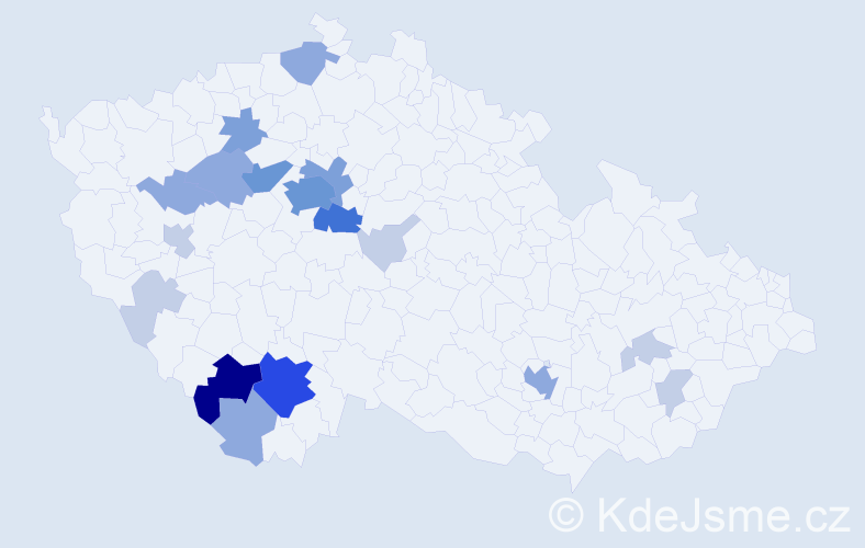 Příjmení: 'Pořádek', počet výskytů 53 v celé ČR