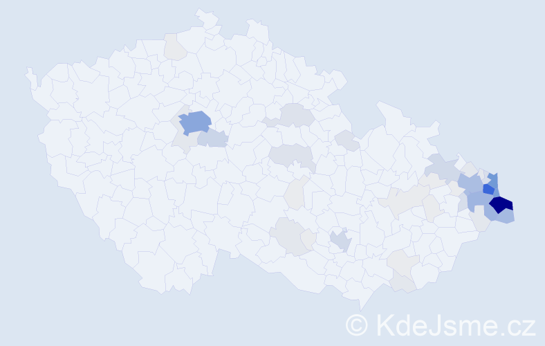 Příjmení: 'Mrózek', počet výskytů 278 v celé ČR