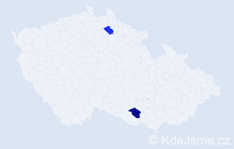 Příjmení: 'Dečová', počet výskytů 2 v celé ČR