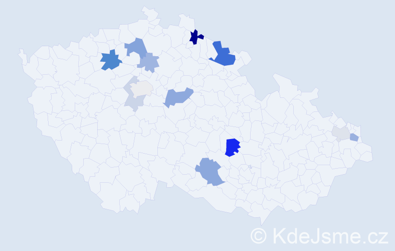 Příjmení: 'Csicso', počet výskytů 25 v celé ČR