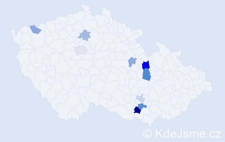 Příjmení: 'Horta', počet výskytů 19 v celé ČR