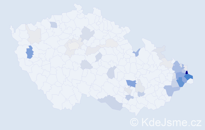 Příjmení: 'Bojda', počet výskytů 149 v celé ČR