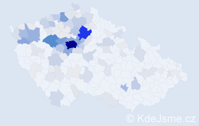 Příjmení: 'Moucha', počet výskytů 391 v celé ČR