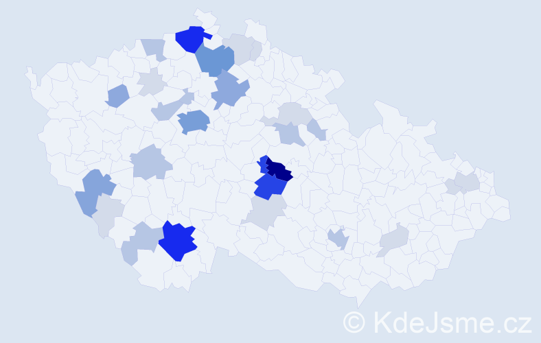 Příjmení: 'Krédl', počet výskytů 98 v celé ČR