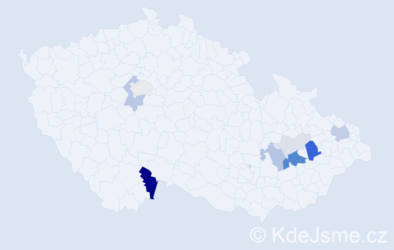 Příjmení: 'Kušner', počet výskytů 27 v celé ČR