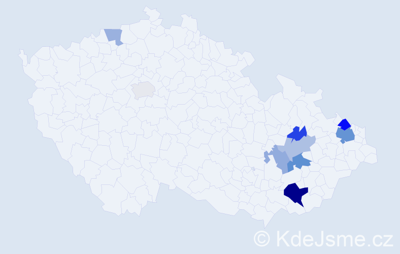 Příjmení: 'Slivečka', počet výskytů 19 v celé ČR