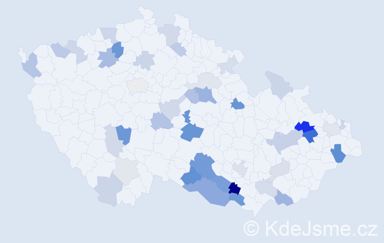 Příjmení: 'Zelenák', počet výskytů 88 v celé ČR