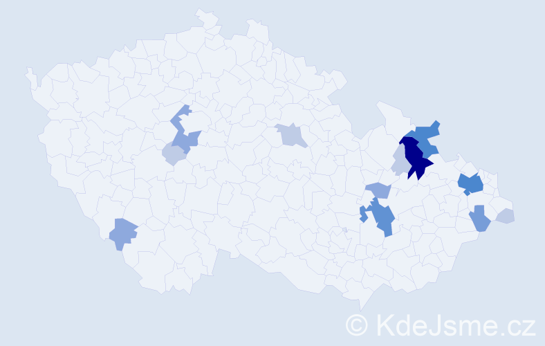 Příjmení: 'Chovančáková', počet výskytů 37 v celé ČR