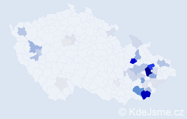 Příjmení: 'Klabačka', počet výskytů 104 v celé ČR