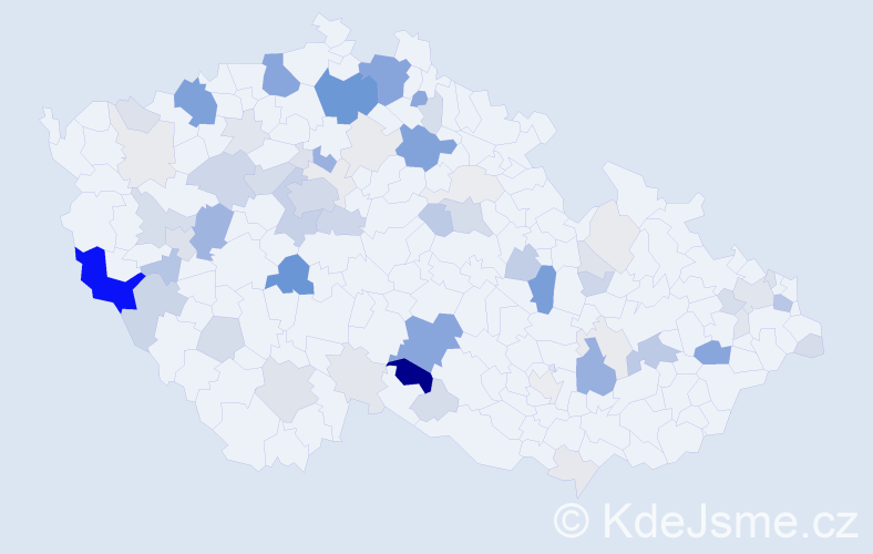 Příjmení: 'Pittner', počet výskytů 274 v celé ČR