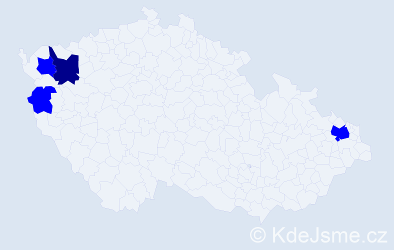 Příjmení: 'Vujčíková', počet výskytů 5 v celé ČR