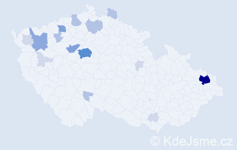 Příjmení: 'Hrib', počet výskytů 48 v celé ČR