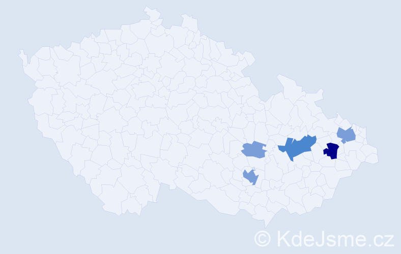 Příjmení: 'Frőmlová', počet výskytů 16 v celé ČR
