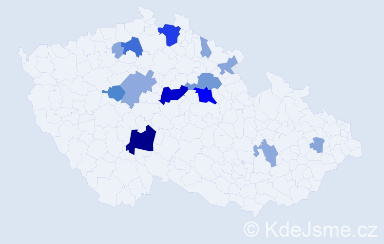 Příjmení: 'Folbergerová', počet výskytů 54 v celé ČR