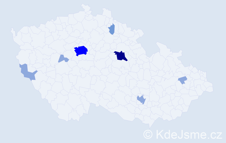 Příjmení: 'Bandžuch', počet výskytů 16 v celé ČR