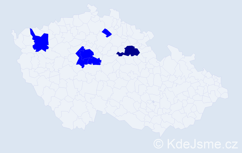 Příjmení: 'Kelbel', počet výskytů 7 v celé ČR