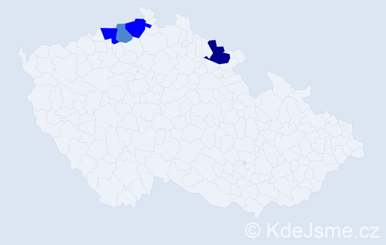 Příjmení: 'Bédy', počet výskytů 8 v celé ČR