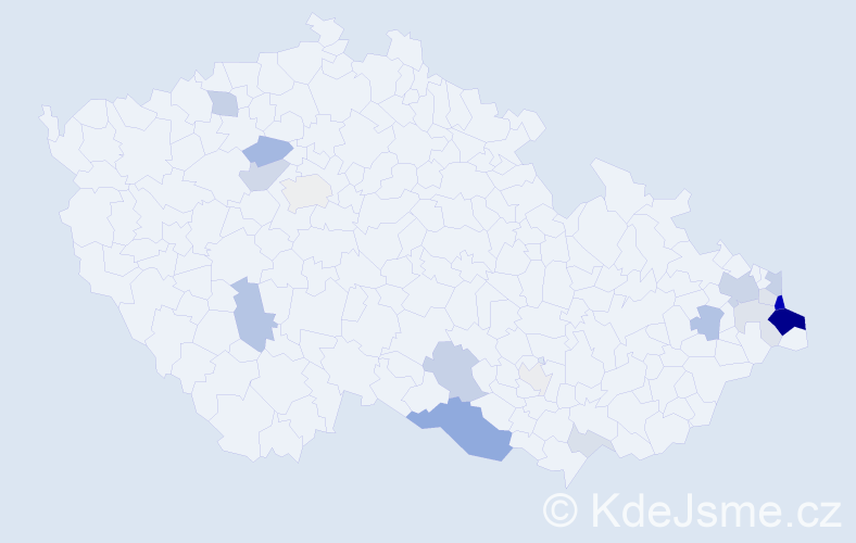 Příjmení: 'Madeja', počet výskytů 56 v celé ČR