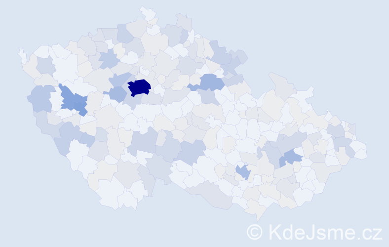 Příjmení: 'Roubal', počet výskytů 886 v celé ČR