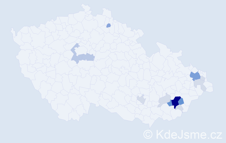 Příjmení: 'Vajdák', počet výskytů 50 v celé ČR