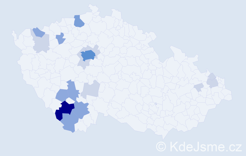 Příjmení: 'Pintr', počet výskytů 47 v celé ČR