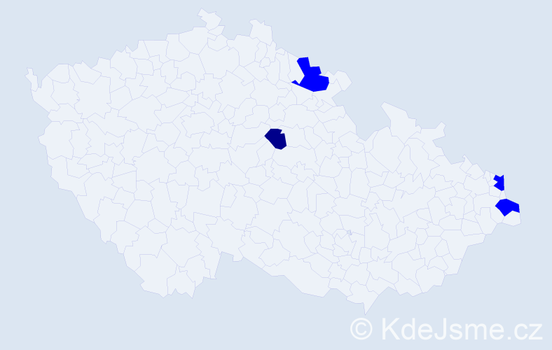 Příjmení: 'Nahaj', počet výskytů 5 v celé ČR