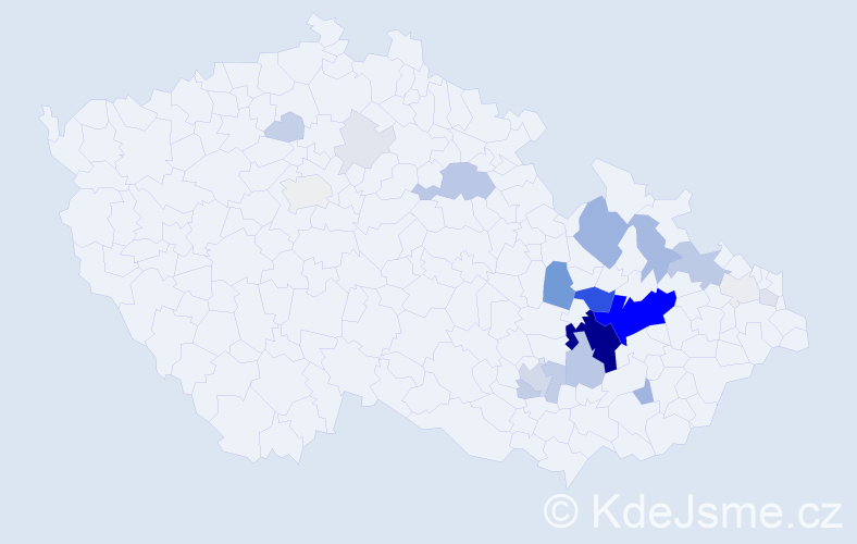 Příjmení: 'Protivánek', počet výskytů 97 v celé ČR