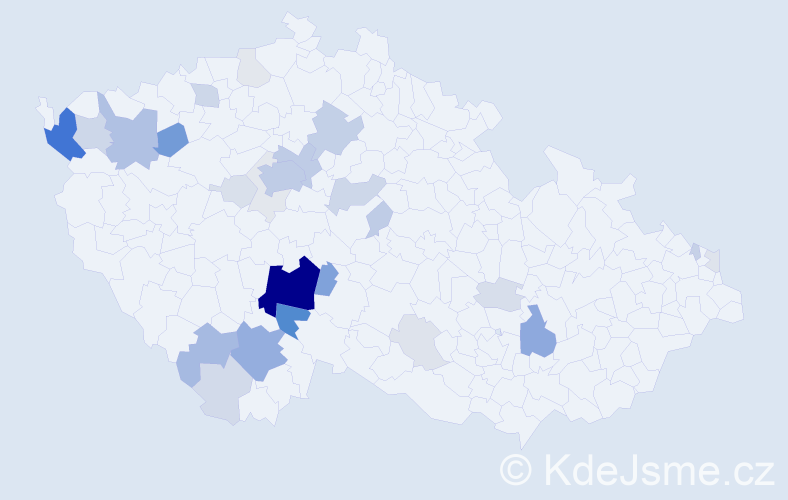 Příjmení: 'Kubartová', počet výskytů 111 v celé ČR