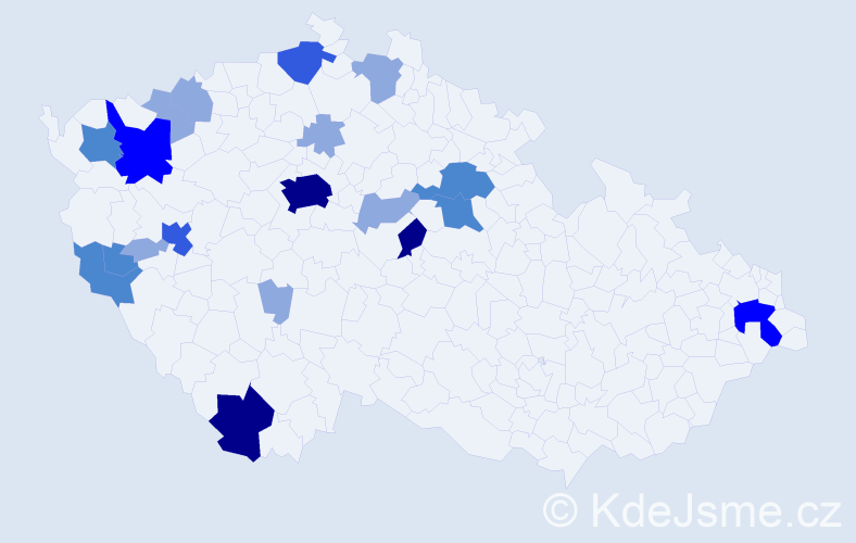 Příjmení: 'Mitro', počet výskytů 46 v celé ČR