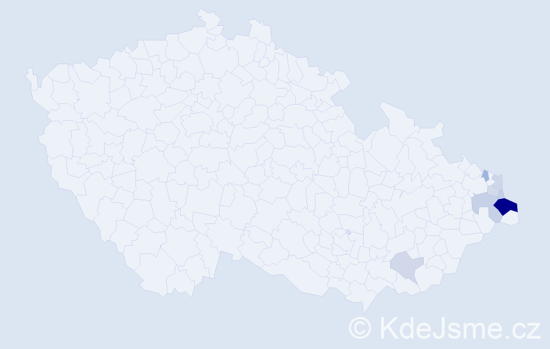Příjmení: 'Kubaczka', počet výskytů 34 v celé ČR