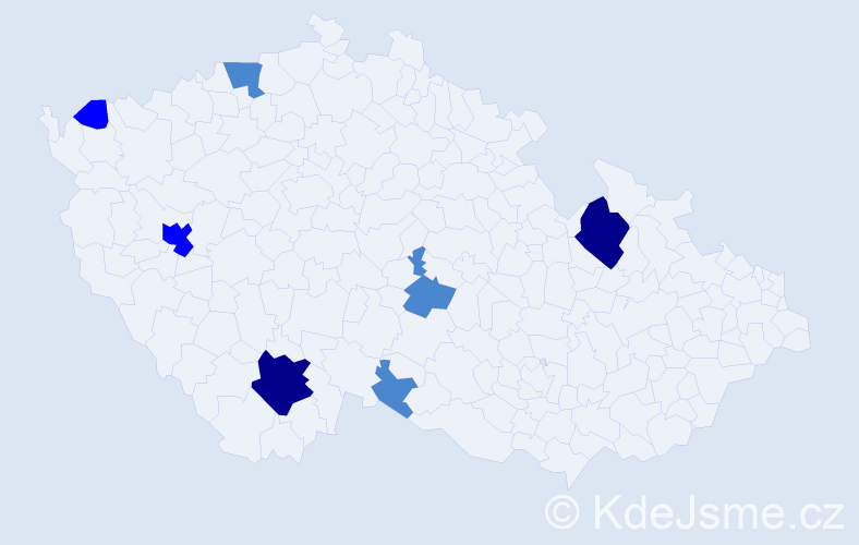 Příjmení: 'Prem', počet výskytů 13 v celé ČR