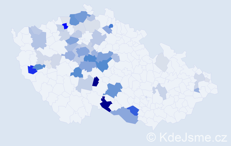 Příjmení: 'Zámostná', počet výskytů 182 v celé ČR
