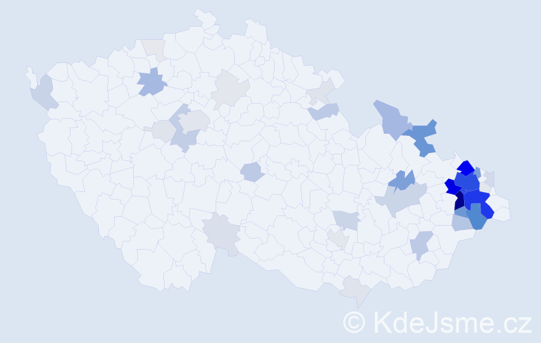 Příjmení: 'Tylečková', počet výskytů 199 v celé ČR