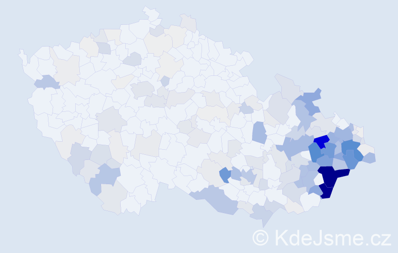 Příjmení: 'Juřica', počet výskytů 828 v celé ČR