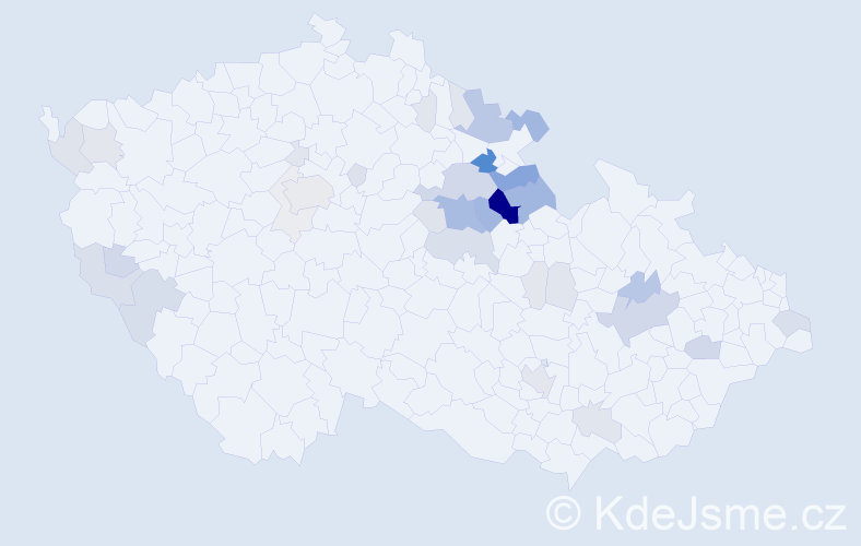 Příjmení: 'Izák', počet výskytů 147 v celé ČR