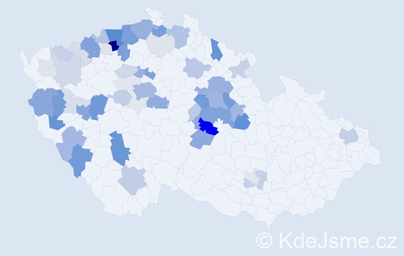 Příjmení: 'Mergl', počet výskytů 222 v celé ČR