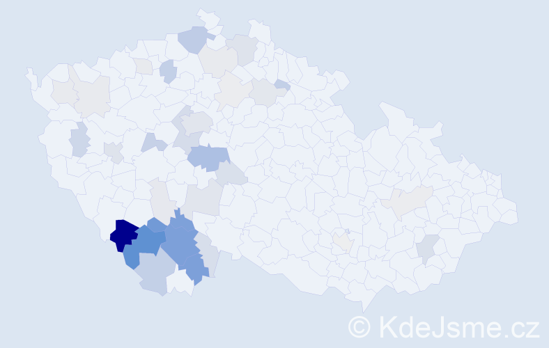Příjmení: 'Čtvrtník', počet výskytů 124 v celé ČR