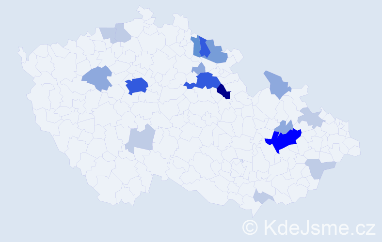 Příjmení: 'Prošvic', počet výskytů 57 v celé ČR