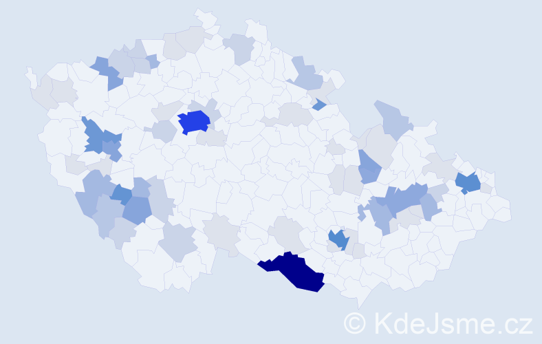 Příjmení: 'Herzigová', počet výskytů 200 v celé ČR