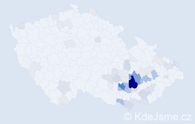 Příjmení: 'Klvač', počet výskytů 178 v celé ČR
