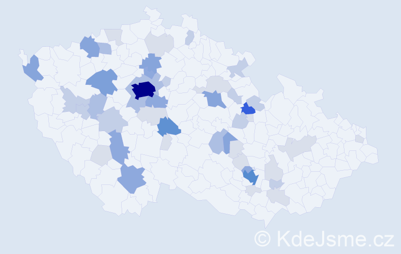 Příjmení: 'Boušek', počet výskytů 154 v celé ČR