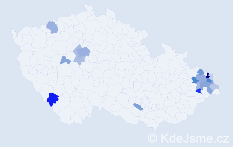 Příjmení: 'Antošíková', počet výskytů 58 v celé ČR