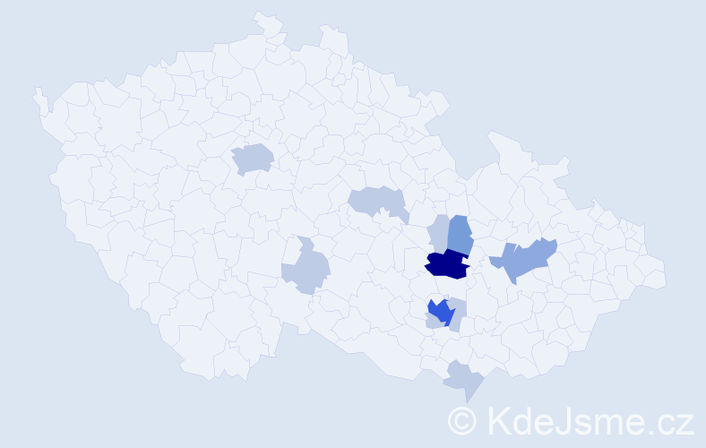 Příjmení: 'Vybral', počet výskytů 27 v celé ČR