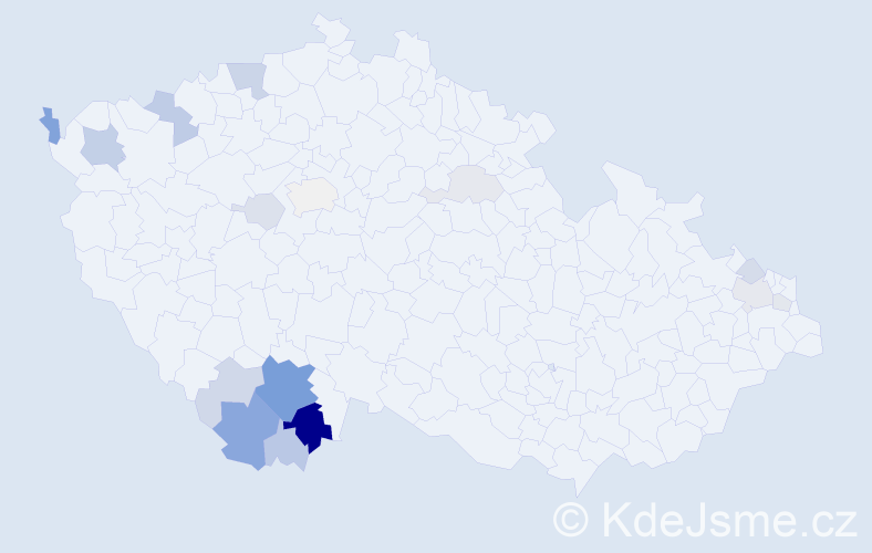 Příjmení: 'Kollar', počet výskytů 45 v celé ČR