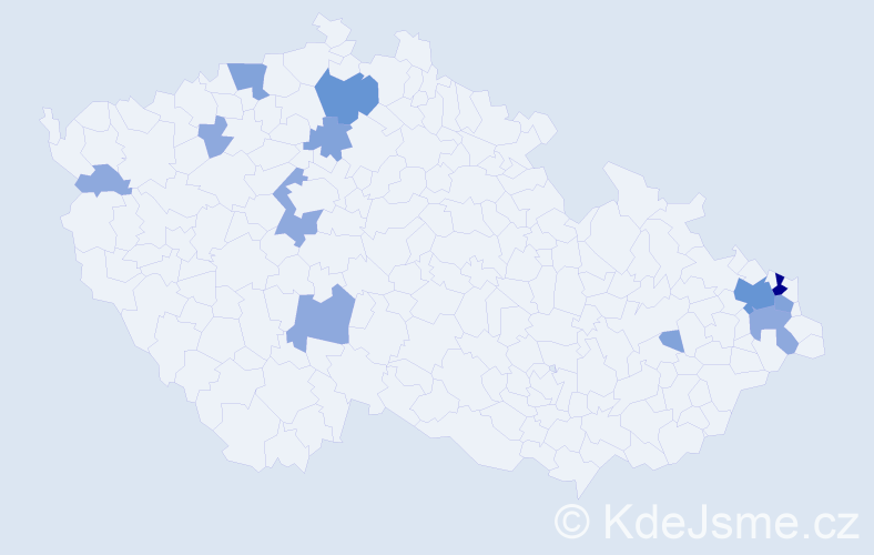 Příjmení: 'Hvolková', počet výskytů 27 v celé ČR