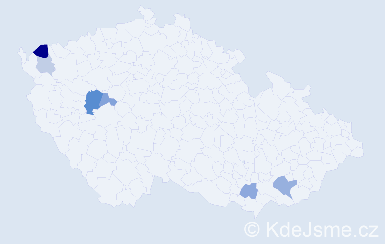 Příjmení: 'Lazáriková', počet výskytů 10 v celé ČR
