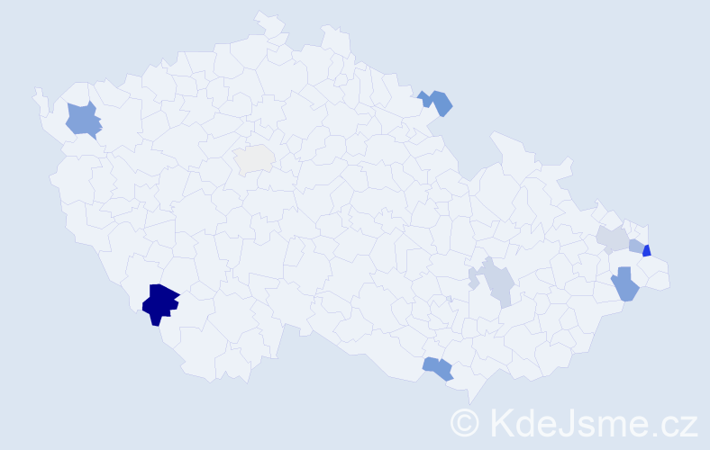 Příjmení: 'Chyliková', počet výskytů 18 v celé ČR