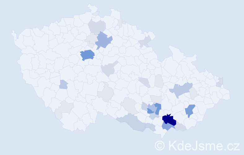 Příjmení: 'Gregorovič', počet výskytů 134 v celé ČR
